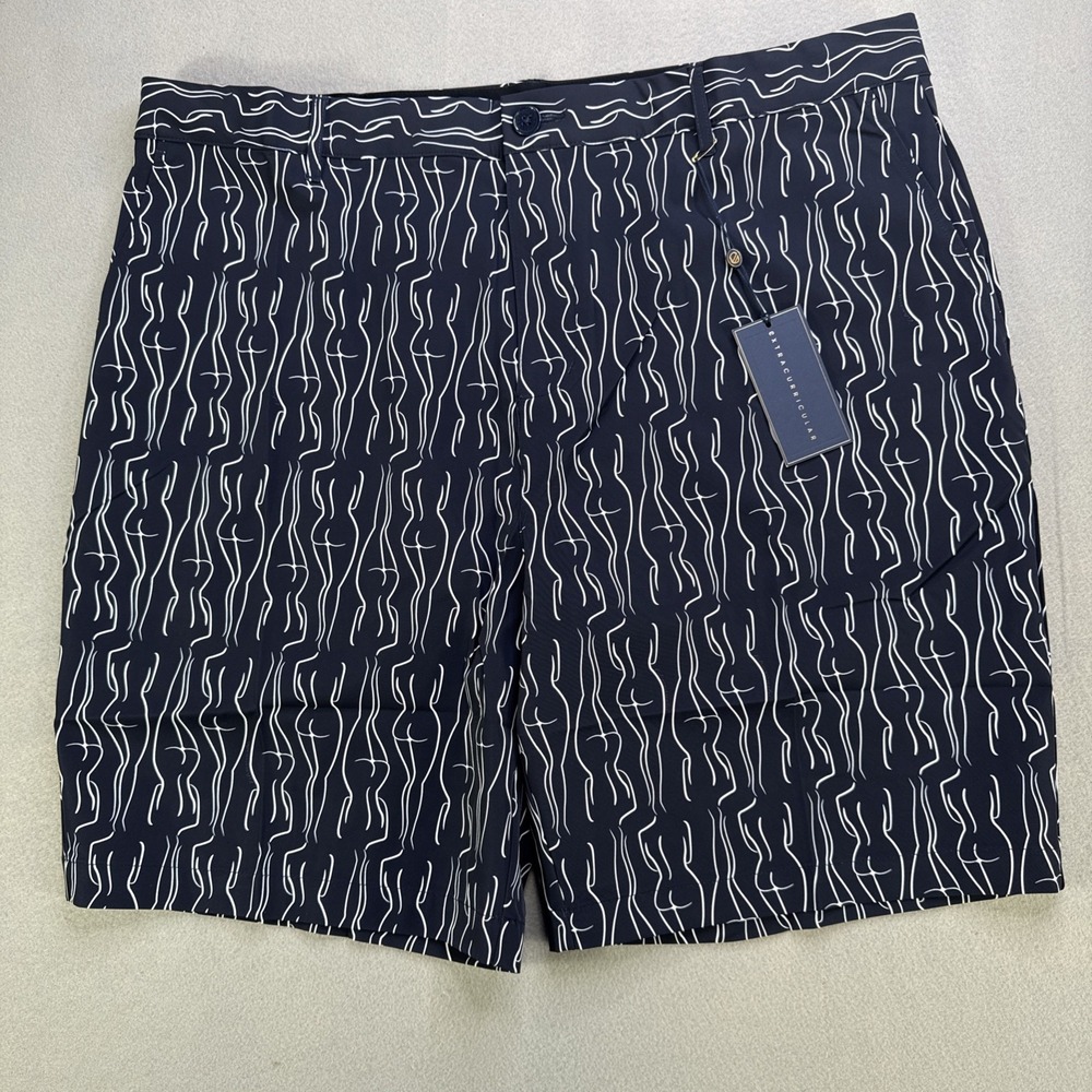 Extracurricular Chauncey Golf Shorts Men's 40‎ Navy-White Nylon Performance